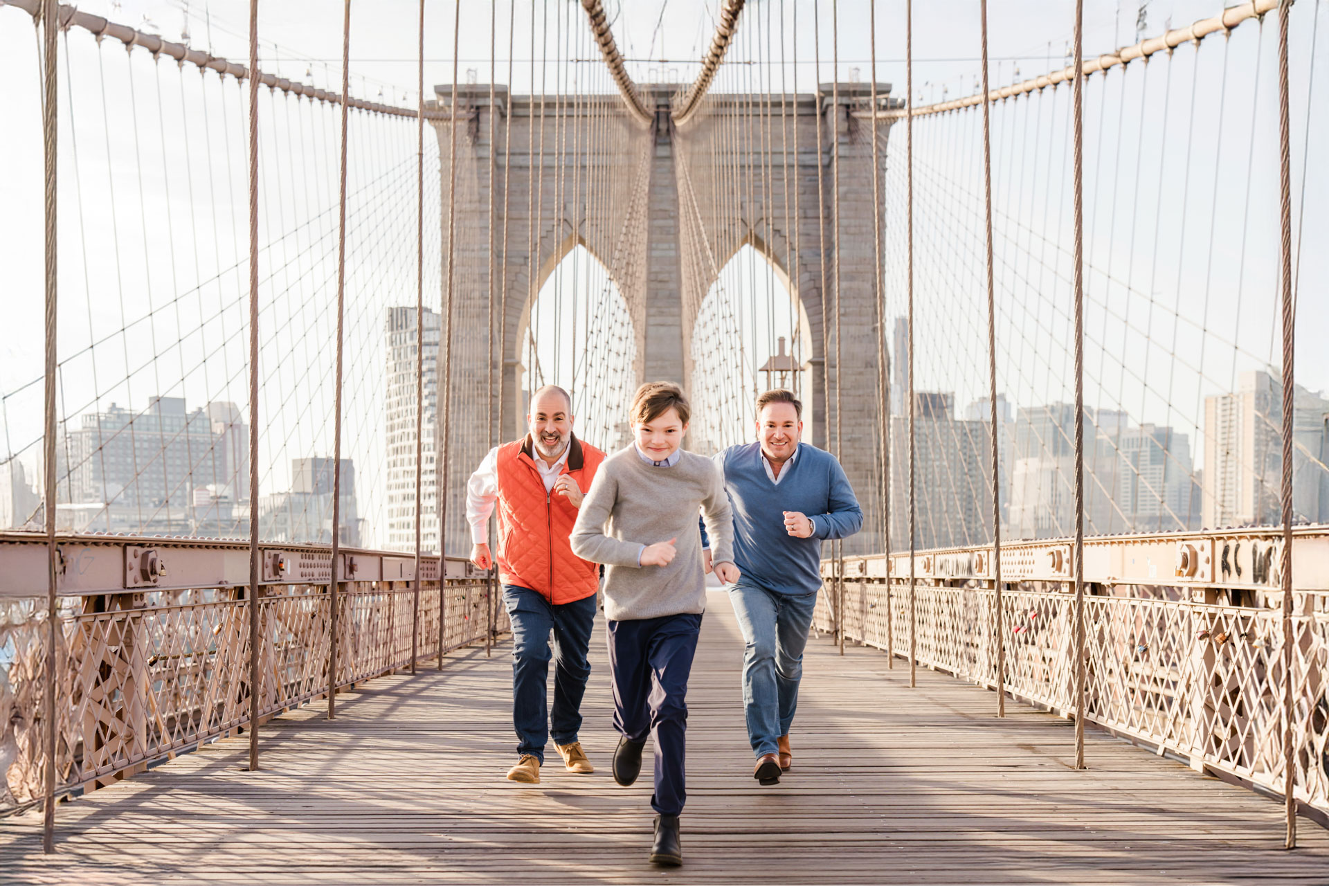 Family photo on the Brooklyn Bridge
